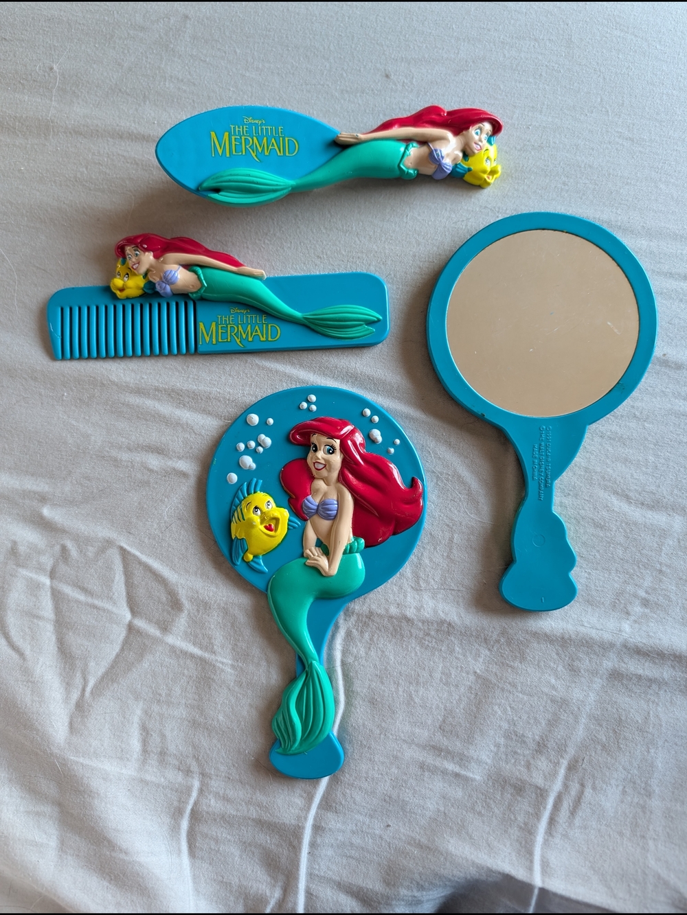 Vtg Little Mermaid Bath Mirror & Comb Set